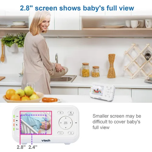 Miniatura 4 de VTech VM3252 Monitor de video para bebés con alcance de 1000 pies, visión nocturna automática, pantalla de 2.8 pulgadas, conversación de audio de 2