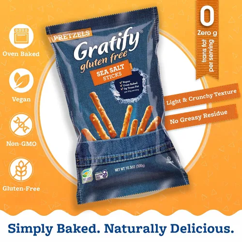Miniatura 4 de Gratify Palitos de pretzel sin gluten – Bolsas de pretzel GF, mezcla sin gluten para adultos y niños, salsa de humus, paquetes individuales, aptas