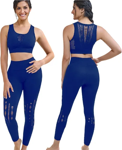 CURVEEZ Workout Ultimate Air - Conjunto de 2 piezas para mujer, leggings de yoga sin costuras con brasier deportivo, camiseta sin mangas, conjuntos
