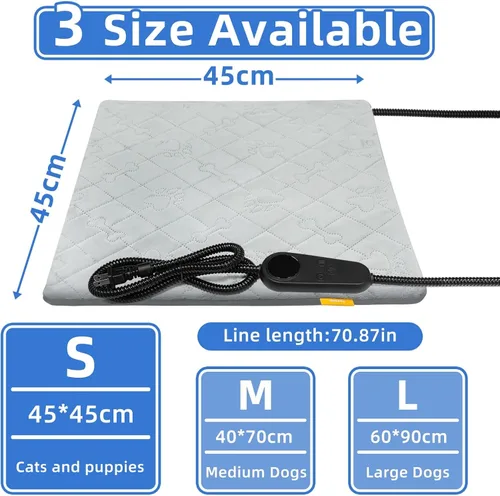Miniatura 2 de Almohadilla térmica para mascotas para gatos y perros, cama eléctrica con calefacción, tapete calentador impermeable para interiores y exteriores