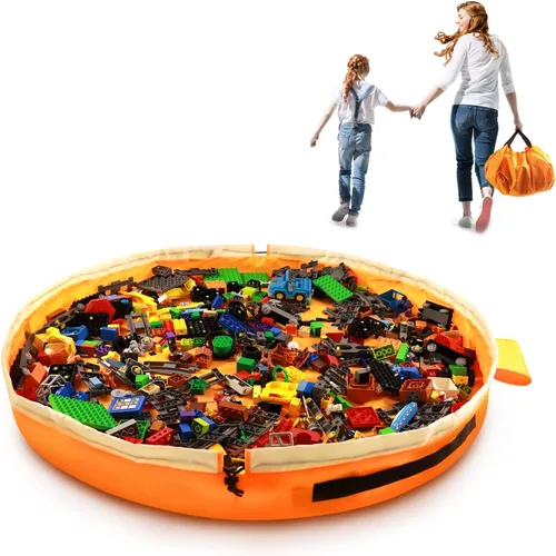 Miniatura 9 de Bolsa de almacenamiento de juguetes para tapete de juego Lego - Organizador de juguetes Duplo con cordón para niños, con bordes, puede ser un regalo