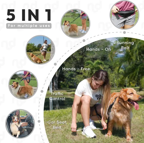 Miniatura 2 de Bond - Correa de correr para perros con manos libres con bolsa, correa manos libres para perros grandes, cinturón de correr para mascotas