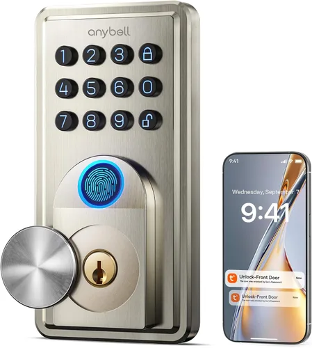 Cerradura inteligente de entrada sin llave con teclado electrónico, control de aplicación y bloqueo automático, fácil de instalar para puerta Níquel
