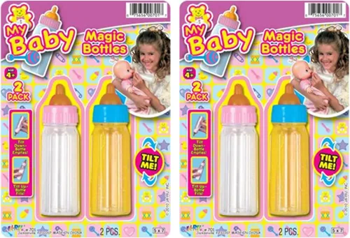 Miniatura 7 de Ja-Ru Biberones mágicos para muñecas de bebé, botella de leche y botella de jugo, accesorios para muñecas de bebé. Set con 2 botellas. 701-1
