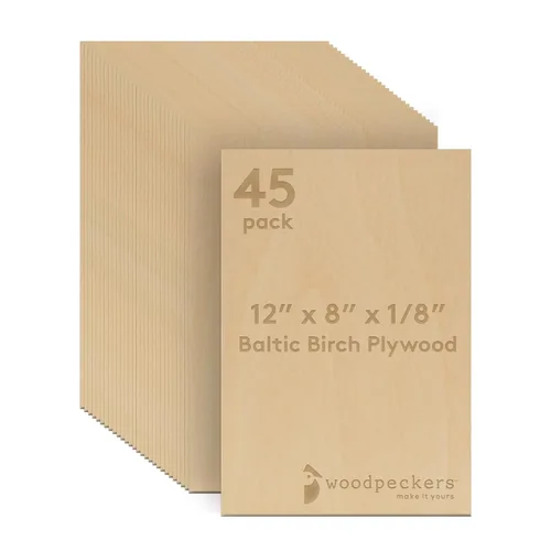 Miniatura 30 de Woodpeckers - Madera contrachapada de abedul báltico, 0.118 in, 1/8 x 5 x 7 pulgadas, paquete de 12 hojas de abedul báltico de grado B/BB, perfectas