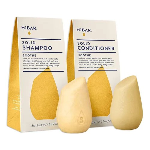 HiBAR - Set de champú y acondicionador calmante - Para cuero cabelludo seco, picazón y escamoso - Mejora la salud del cuero cabelludo - Extracto de
