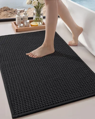 Miniatura 15 de Color&Geometry Tapete de baño con parte trasera de goma de 24 x 16 pulgadas, antideslizante, lavable a máquina, alfombra bohemia de felpilla suave