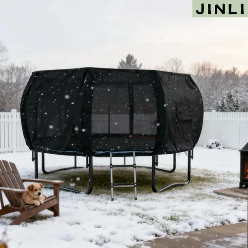 Miniatura 9 de JINLI Tienda de campaña redonda para cama elástica de 12 pies (solo tienda), cubierta de sombrilla para cama elástica de tela Oxford, adecuada