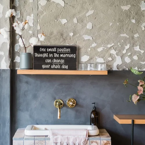 Miniatura 5 de Esur Positive Thought - Decoración de madera para escritorio de oficina en casa, estante inspirador, accesorios de decoración de pared para mujeres