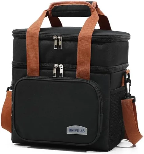 Miniatura 4 de MAxba Bolsa de almuerzo expandible de doble capa, bolsa de almuerzo a prueba de fugas, enfriador de almuerzo portátil para adultos, hombres
