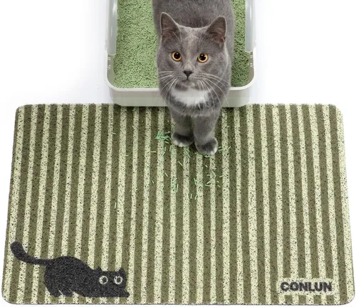 Miniatura 10 de Conlun Alfombrilla para Arena de Gatos Alfombrilla Atrapa Arena, Alfombrilla Premium Duradera de PVC Linda para Caja de Arena de Gatos