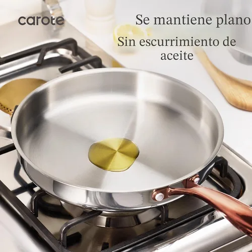 Miniatura 5 de CAROTE Sartén de 10 Pulgadas de Acero Inoxidable de Tres Capas, Sartén Antiadherente para Huevos y Tortillas, Apto para Horno, Inducción, Compatible