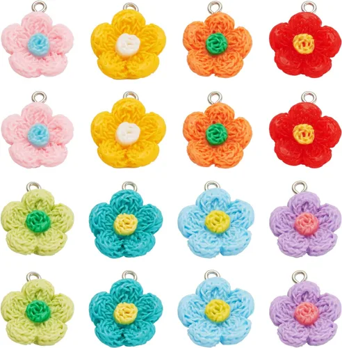 Miniatura 12 de Dijes de girasol de resina para hacer joyas, coloridos colgantes de flores de margaritas de verano, cuentas de girasol, adornos para pulseras, Flor