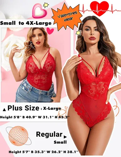 Miniatura 5 de Avidlove - Lencería de entrepierna a presión para mujer body de encaje de una pieza mini traje sexy
