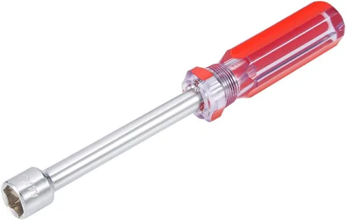 Miniatura 6 de uxcell Mango codificado rojo con llave de tuerca de 0.217 in no magnético con eje de 3,7 pulgadas