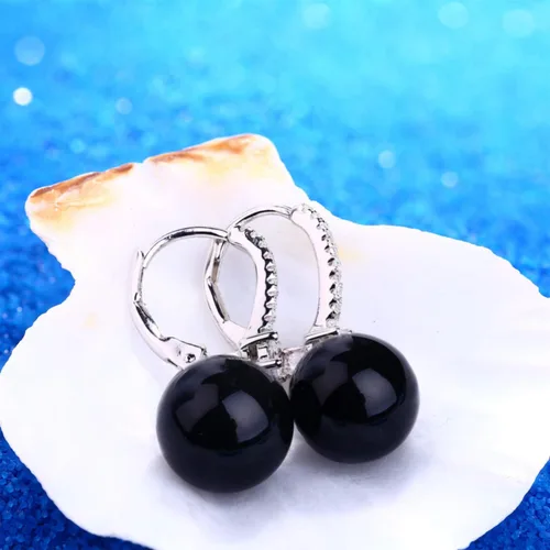 Miniatura 6 de JO WISDOM Aretes de aro de plata de ley 925 con perlas de agua dulce con colgante de perlas auténticas, perlas de imitación, Perla, Circonia cúbica