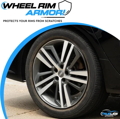 Miniatura 3 de True Line Automotive Protector de llanta para ruedas de coche (negro brillante), protector de rueda en forma de L, cinta adhesiva 3M Brillo negro