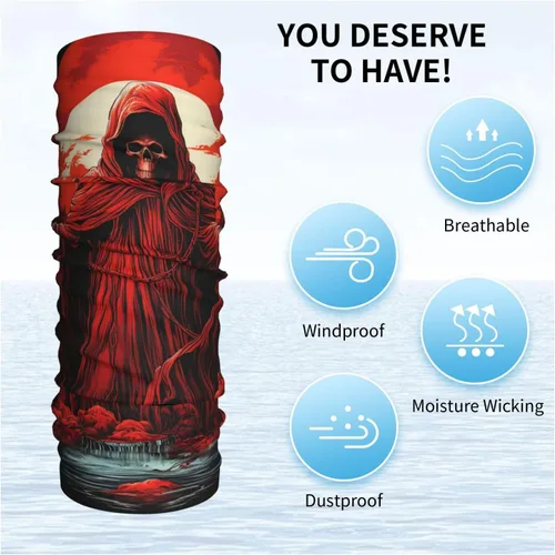 Miniatura 5 de HERRECX grim reaper angel skull demon skeleton red Neck Gaiter Face Cover Scarf Balaclava Bandana for Women Men Gaiter Mask for Motorcycle Cycling