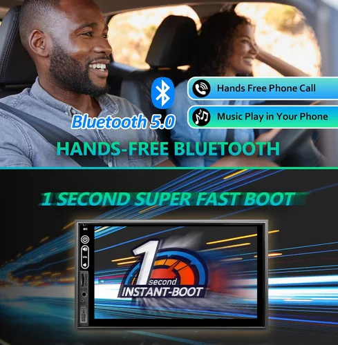 Miniatura 5 de Estéreo de coche de doble DIN compatible con Apple Carplay inalámbrico, Android Auto, receptor de audio de coche con pantalla táctil de 7 pulgadas
