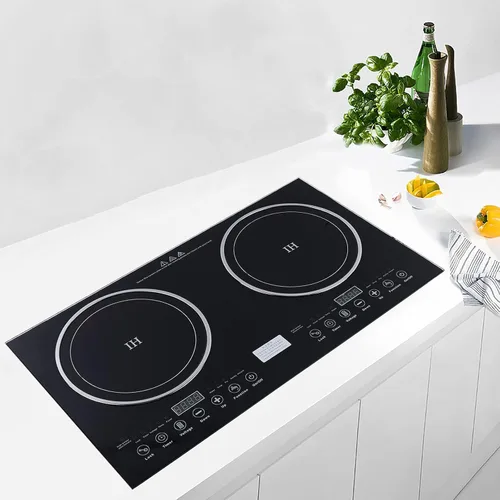 Miniatura 10 de Placa de inducción de doble quemador, 2 zonas de calefacción independientes con 8 niveles de potencia y temporizador, ventiladores de refrigeración