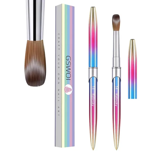 Miniatura 23 de Kolinsky - Brocha de uñas acrílicas 100% tamaño 8, pincel de arte de forma redonda para manicura profesional de uñas (#8, dorado)
