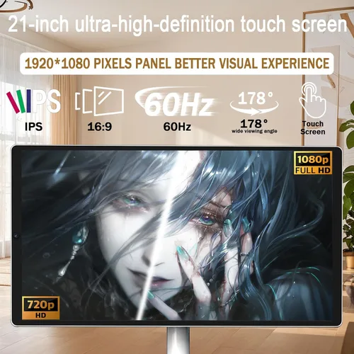 Miniatura 2 de TV portátil inteligente FHD de 21.5 pulgadas, TV rodante sobre ruedas, sistema operativo Android 15, almacenamiento 6G + 128GB, monitor de pantalla