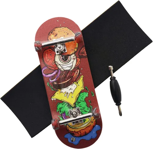 Miniatura 10 de Pro Patineta para dedos 34mm de madera con camiones profesionales y ruedas CNC (Alien)