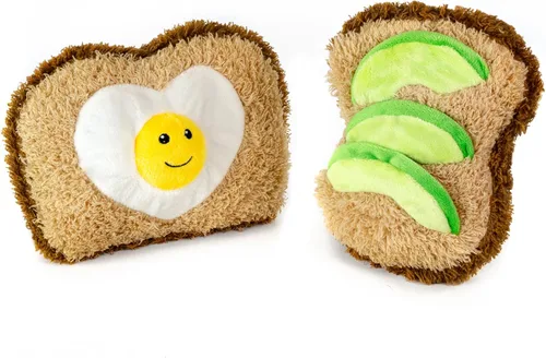 Miniatura 5 de Giftable World - Juguete de peluche para mascotas de 12.7 por 17.8 cm en forma de huevo tostado con chirriador Tostada de huevo de 5x7