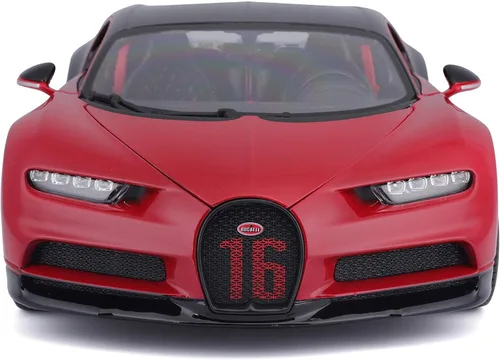 Miniatura 7 de Maisto Bugatti Chiron Sport 1/18 Modelo de coche fundido a presión, color negro/rojo (18-11044-00000022)