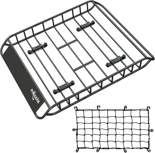 PINGDIR Cesta portaequipajes para techo de 46 x 36 pulgadas, red de carga con ganchos de fijación,