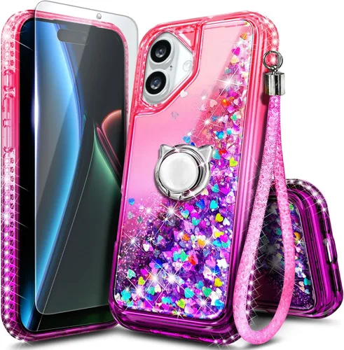 Miniatura 18 de NGB Diseñada para Funda de Teléfono iPhone 11, Morado/Azul Funda Bonita con Purpurina Líquida Brillante para Mujeres Niñas Niños con Protector