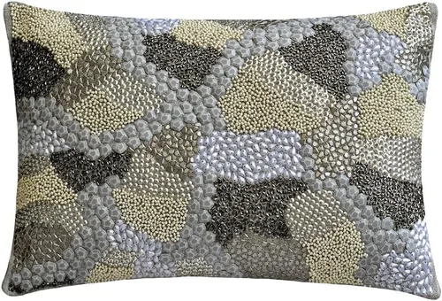 Miniatura 10 de The HomeCentric Funda de almohada lumbar decorativa gris de 12 x 20 pulgadas, encaje de yute y lino, yute, almohada oblonga de lentejuelas hechas a