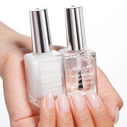 Miniatura 15 de GELLEN Esmalte de uñas base transparente, capa superior, base con tinte rosa claro y capa superior brillante sin necesidad de limpieza