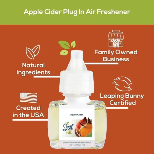 Miniatura 3 de Scent Fill Ambientador enchufable de sidra de manzana, repuestos de aceite perfumado, 2 recambios + difusor