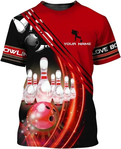 Camisa de bolos americana personalizada con nombre personalizado, camisas de boliche, regalo de boliche, camisa impresa en 3D para hombres y mujeres