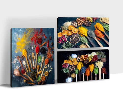 Miniatura 10 de GUTTATY Decoración de pared de fotos de cocina, 3 piezas de lienzo de arte para pared, impresiones en lienzo de amor para comer y beber, arte