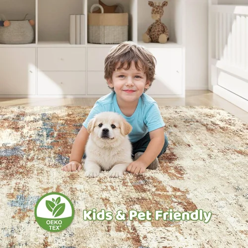 Miniatura 25 de Alfombra de pasillo lavable para cocina: 3 x 10 pies, antideslizante, abstracto, suave, moderno, resistente a las manchas, para interiores, piso