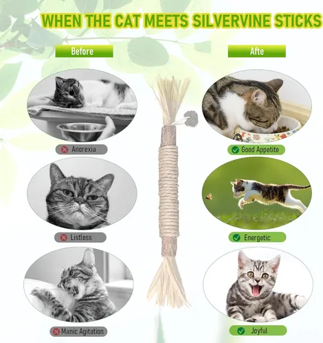 Miniatura 5 de GBSYU Paquete de 3 Juguetes para Gatos Silvervine, Palos de Silvervines Juguetes para Gatos de Interior, Juguetes Masticables para Gatos y Gatitos