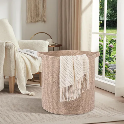 Miniatura 2 de OIAHOMY Cesta de lavandería de 80 L, cesta de almacenamiento con asas, cesta de lavandería para juguetes, almohadas, mantas, ropa, 20 x 18 pulgadas