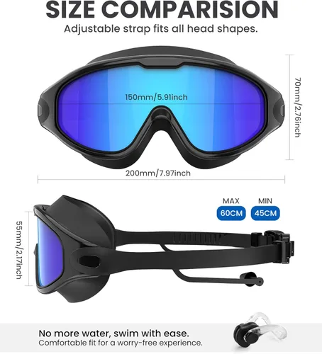 Miniatura 3 de NSSIW Swim Goggles,Anti-Fog UV 180°Clear View Swimming Goggles,3 Pack Goggles Swimming Adult Men Women Youth