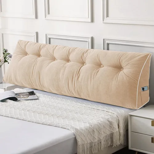 Miniatura 56 de Sasttie - Almohada de cabecero completa, almohada de cuña para cabecero para sentarse en la cama, cojín triangular de apoyo para la espalda