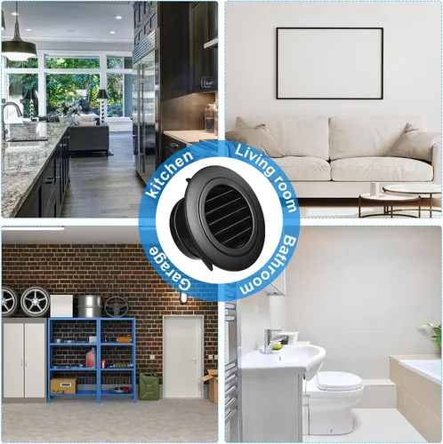 Miniatura 5 de VIHOSE 12 piezas de 4 pulgadas ABS redondo cubierta de ventilación de plástico Soffit escape baño negro cubierta de ventilación con mosquitera