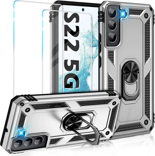 Miniatura 86 de Vaki Funda para Samsung Galaxy S22 5G con protector de pantalla integrado de grado militar, cubierta dura y resistente, funda resistente para Galaxy