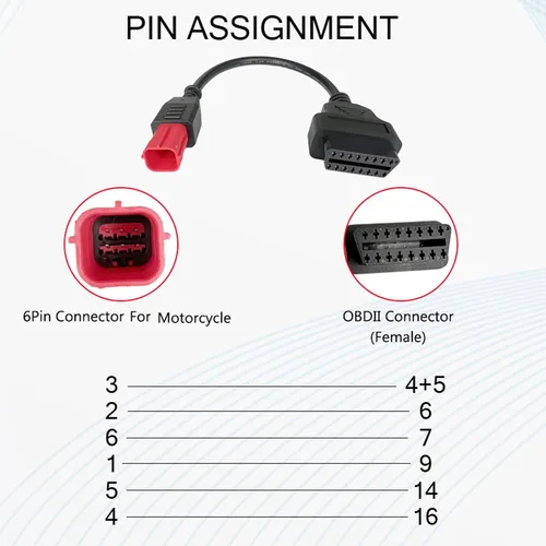 Miniatura 3 de Cable adaptador Obd2 para motocicleta Euro Moto para motocicleta Cable de diagnóstico OBD de 6 pines, conector adaptador OBD1 a OBD2, compatible