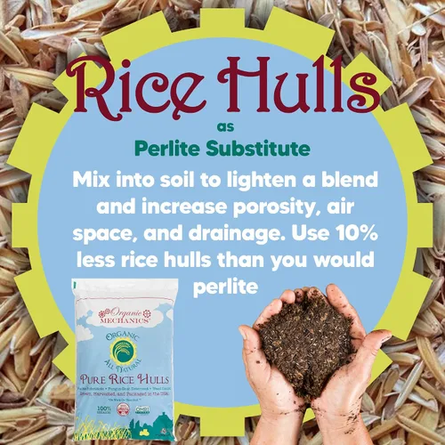 Miniatura 4 de Organic Mechanics Puros cascos de arroz, 2 pies cúbicos - Alternativa sostenible a la perlita - Mejora el drenaje, la porosidad y el espacio de aire