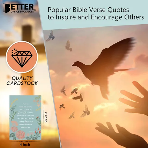 Miniatura 3 de Better Office Products Paquete de 50 tarjetas de felicitación cristianas inspiradoras con sobres, 6 versículos de la Biblia, 6 diseños, 4 x 6