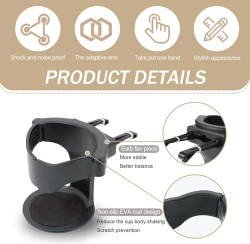 Miniatura 3 de Pack-1 Soporte para taza de ventilación de aire para automóvil, 3.74 x 3.14 pulgadas, soporte portátil para bebidas con una sola mano, estructura