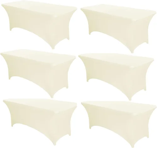 Miniatura 42 de PTC21B - Juego de 6 manteles elásticos de 6 pies, color negro, rectangular, ajustable, lavable, de elastano, para fiestas, bodas, cócteles