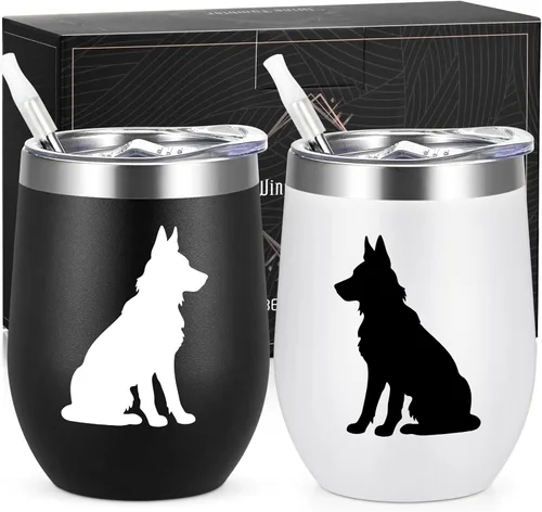 Miniatura 8 de Lifecapido Regalos de Chihuahua, Juego de 2 Vasos de Vino de Acero Inoxidable de 12oz con Silueta de Chihuahua, Regalos de Cumpleaños y Navidad