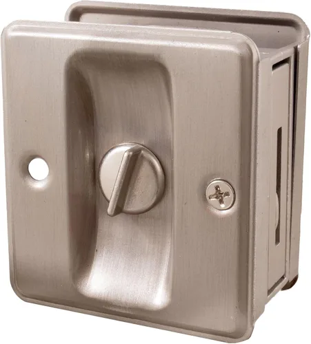 Miniatura 4 de Stone Harbor Hardware Cerradura de puerta de bolsillo cuadrado, función de privacidad, negro mate